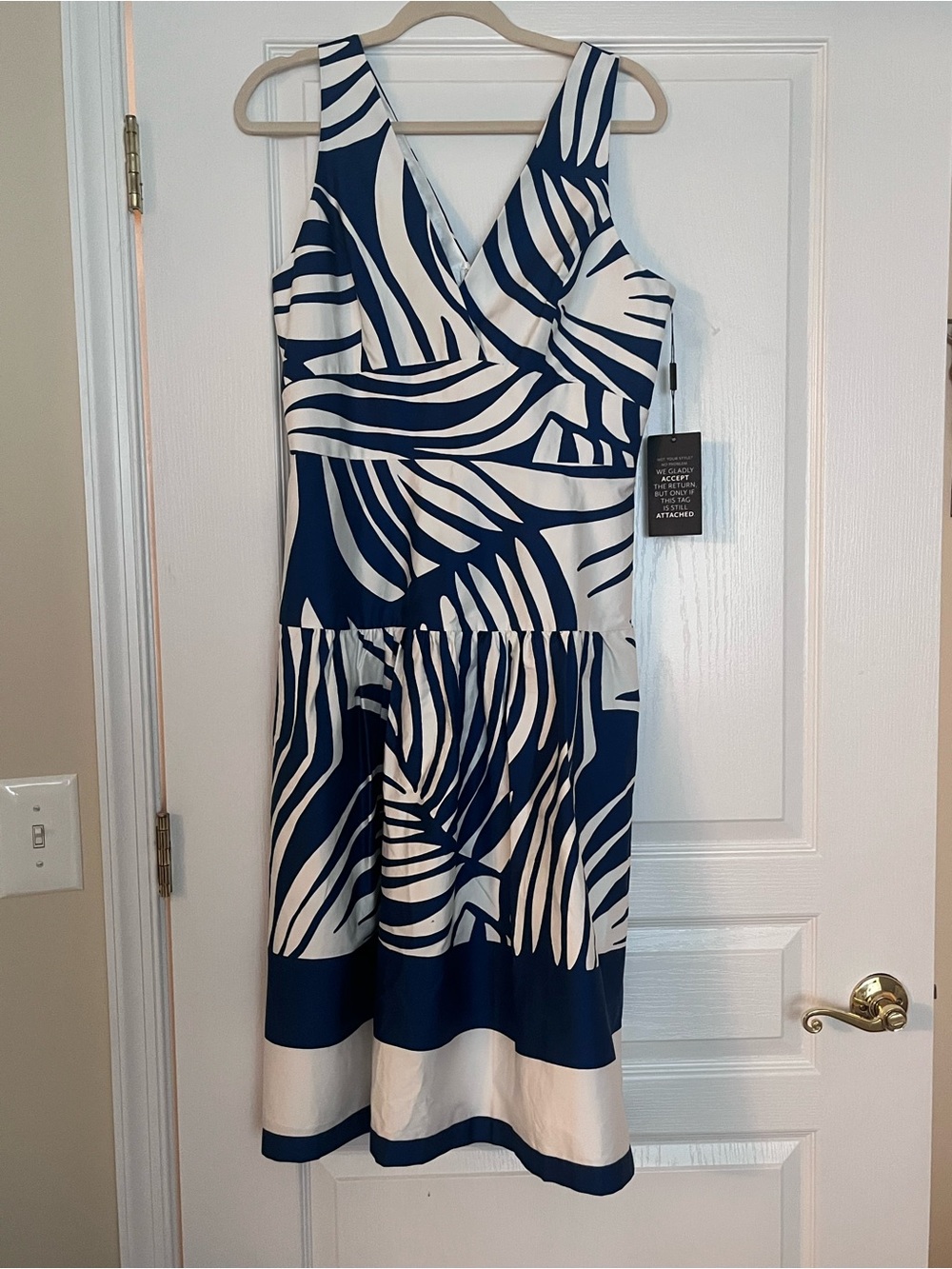 White House Black Market blue and white dress